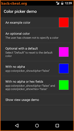 HSV-Alpha Color Picker Demo screenshot