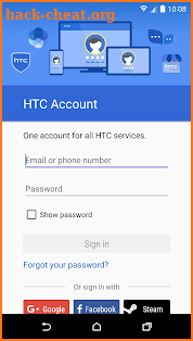 HTC Account—Services Sign-in screenshot