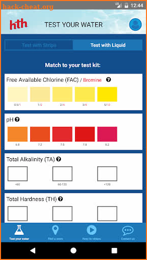 hth® Test to Swim® water testing app screenshot