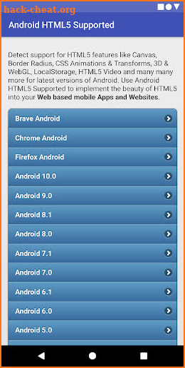 HTML5 Supported for Android -Check browser support screenshot