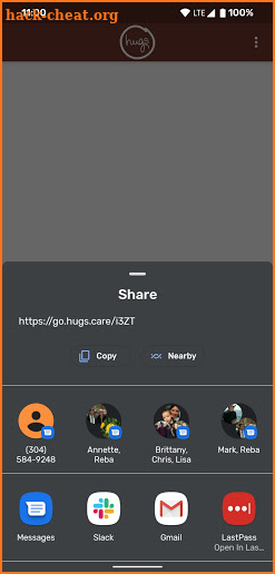 Hugs App screenshot