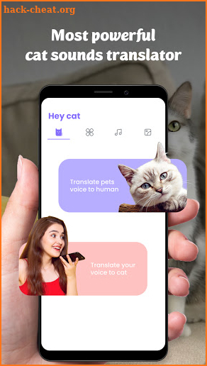 Human-to-cat translator: real cat sounds, cat app screenshot