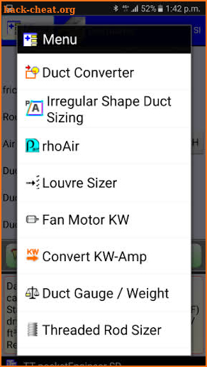 HVAC duct sizer - a Ductulator screenshot