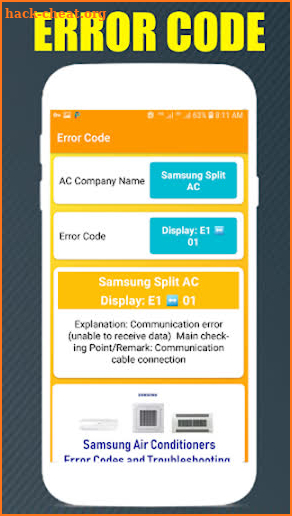 HVAC Info / AC error code screenshot