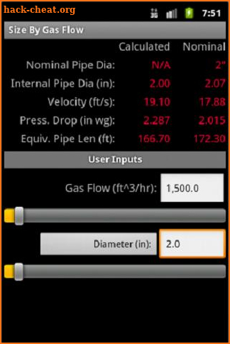 HVAC Pipe Sizer - Gas Low screenshot