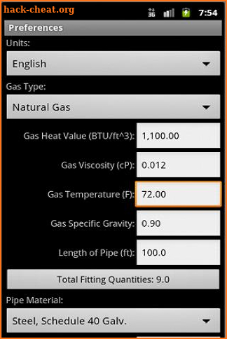 HVAC Pipe Sizer - Gas Low screenshot