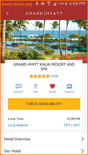 Hyatt Hotels screenshot