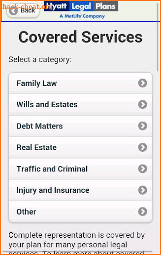 Hyatt Legal Plans screenshot