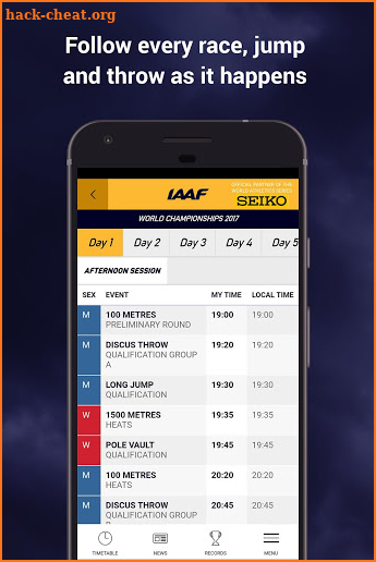 IAAF.org screenshot