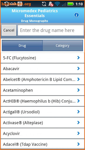 IBM Micromedex Pediatrics screenshot