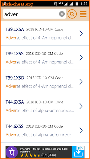 ICD-10  Code Reference screenshot