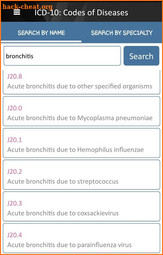 ICD-10: Codes of Diseases screenshot