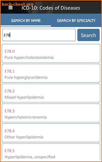 ICD-10: Codes of Diseases screenshot