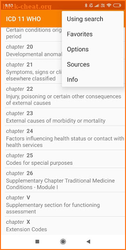 ICD-11 Disease Diagnoses Codes screenshot