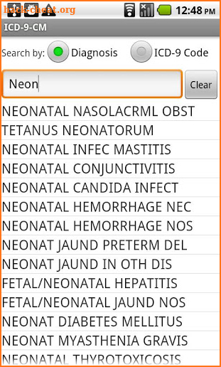 ICD-9-CM screenshot