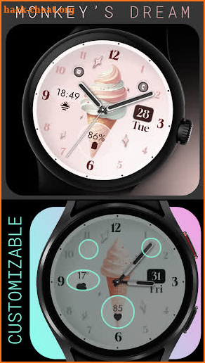 Ice Cream Pastel Watch Face screenshot