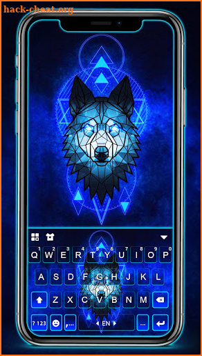 Ice Neon Wolf Keyboard Background screenshot
