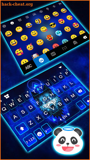 Ice Neon Wolf Keyboard Background screenshot