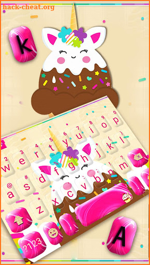 Icecream Unicorn Fun Cat Keyboard Theme screenshot