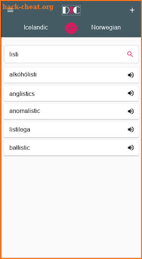 Icelandic - Norwegian Dictionary (Dic1) screenshot