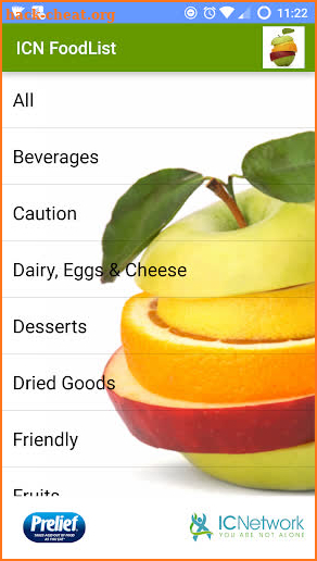 ICN Food List screenshot