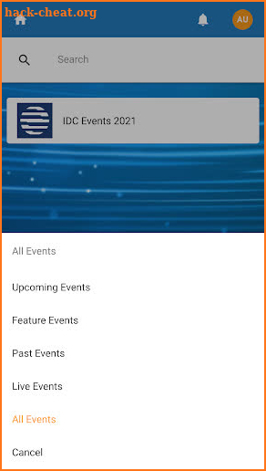IDC Events screenshot