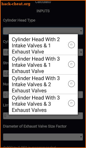 Ideal Four 4 Stroke Valve Size Calculato screenshot
