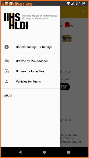 IIHS API Example App screenshot