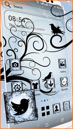 Illustration Crow Tree Launcher Theme screenshot