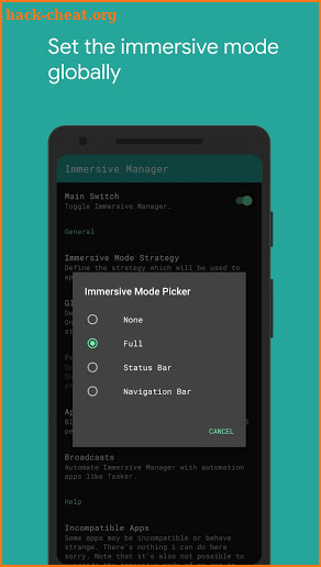 Immersive Mode Manager screenshot