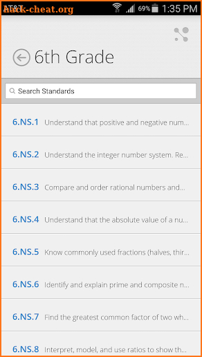 Indiana Academic Standards screenshot