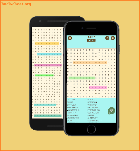 infinite cross Word Search free online  puzzle screenshot