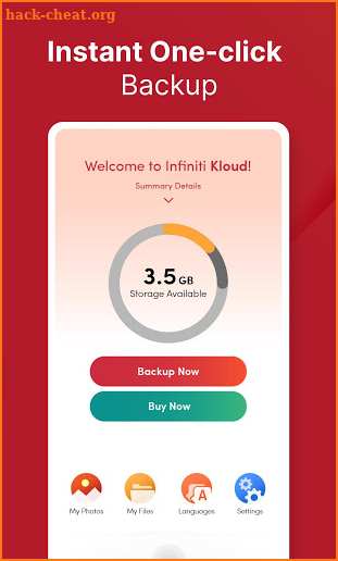 Infiniti Kloud - One-Click File Backup screenshot