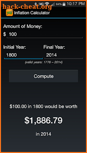 Inflation Calculator 1776-now screenshot