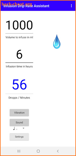 Infusion Drip Rate Assistant screenshot