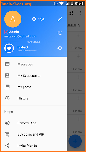 insta-X: Follower, like, view and comment exchange screenshot