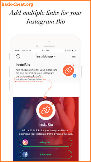 InstaBio-Add many links for your Bio,landing page screenshot