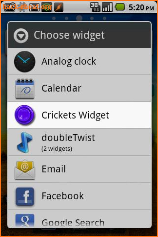 Instant Crickets Widget screenshot