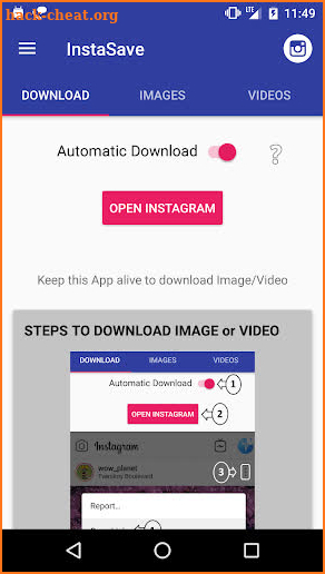 InstaSave to download Instagram Images and Videos screenshot