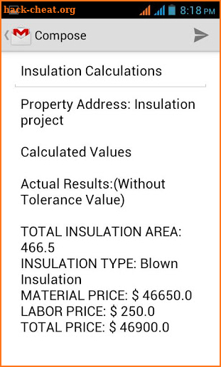 Insulation Calculator screenshot