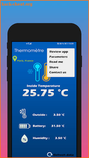 Interior thermometer screenshot