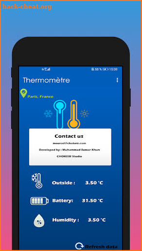 Interior thermometer screenshot