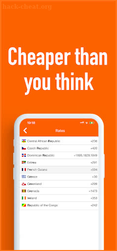 International calls screenshot