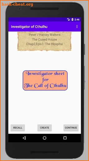Investigator sheet for The Call of Cthulhu screenshot