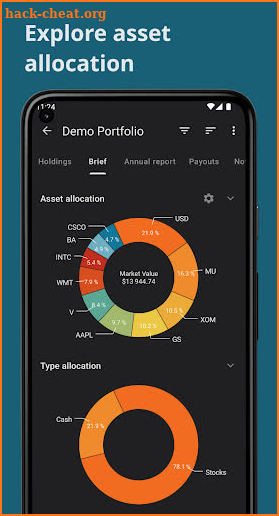 Investment portfolio tracker screenshot