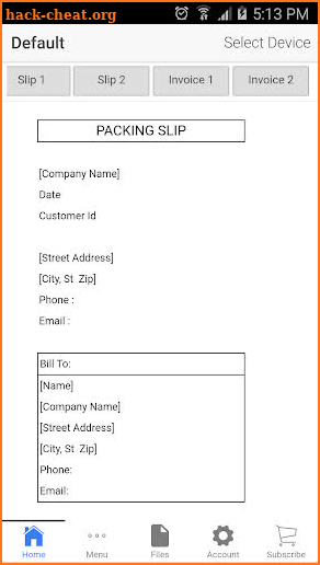 Invoice and Packing Slip screenshot