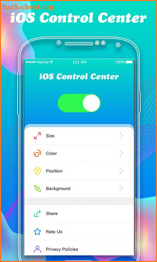 iOS Control Center screenshot