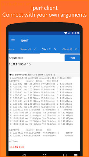 iperf - Bandwidth measurements screenshot