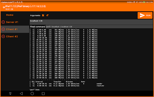 iperf for TV - iperf3 measure screenshot