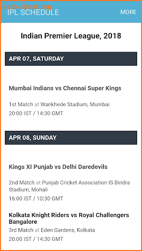 IPL 2018 (Schedule, Live Tv, Fixtures) screenshot
